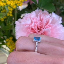 Load image into Gallery viewer, Blue Topaz and Diamond Ring with Twisted Band
