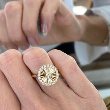 Load image into Gallery viewer, Sunburst Gold &amp; Diamond Retro Style Ring in Yellow Gold
