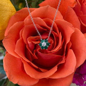 Emerald & Diamond Floral Necklace