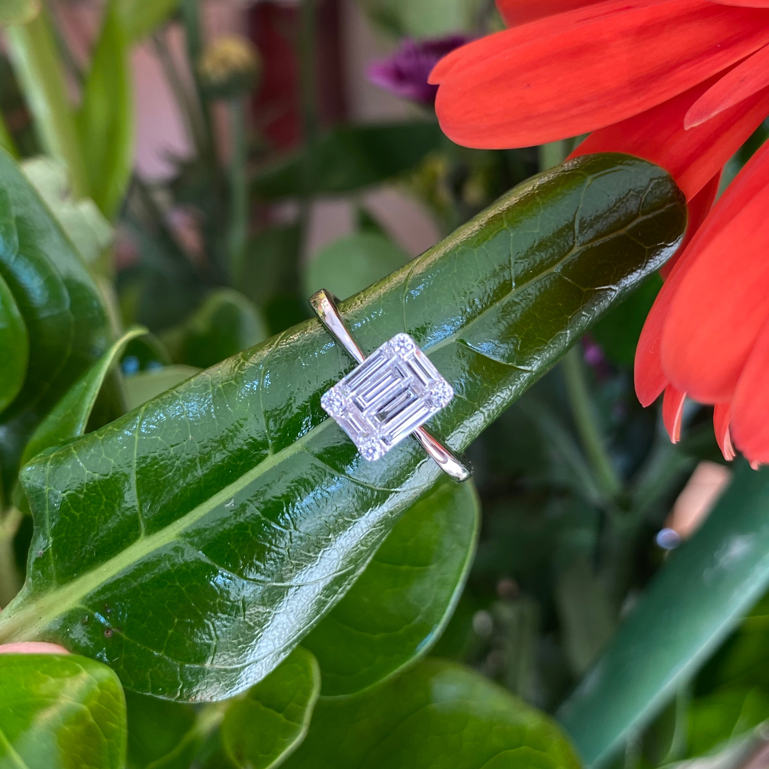 Emerald Cut Diamond Shaped Mosaic Ring