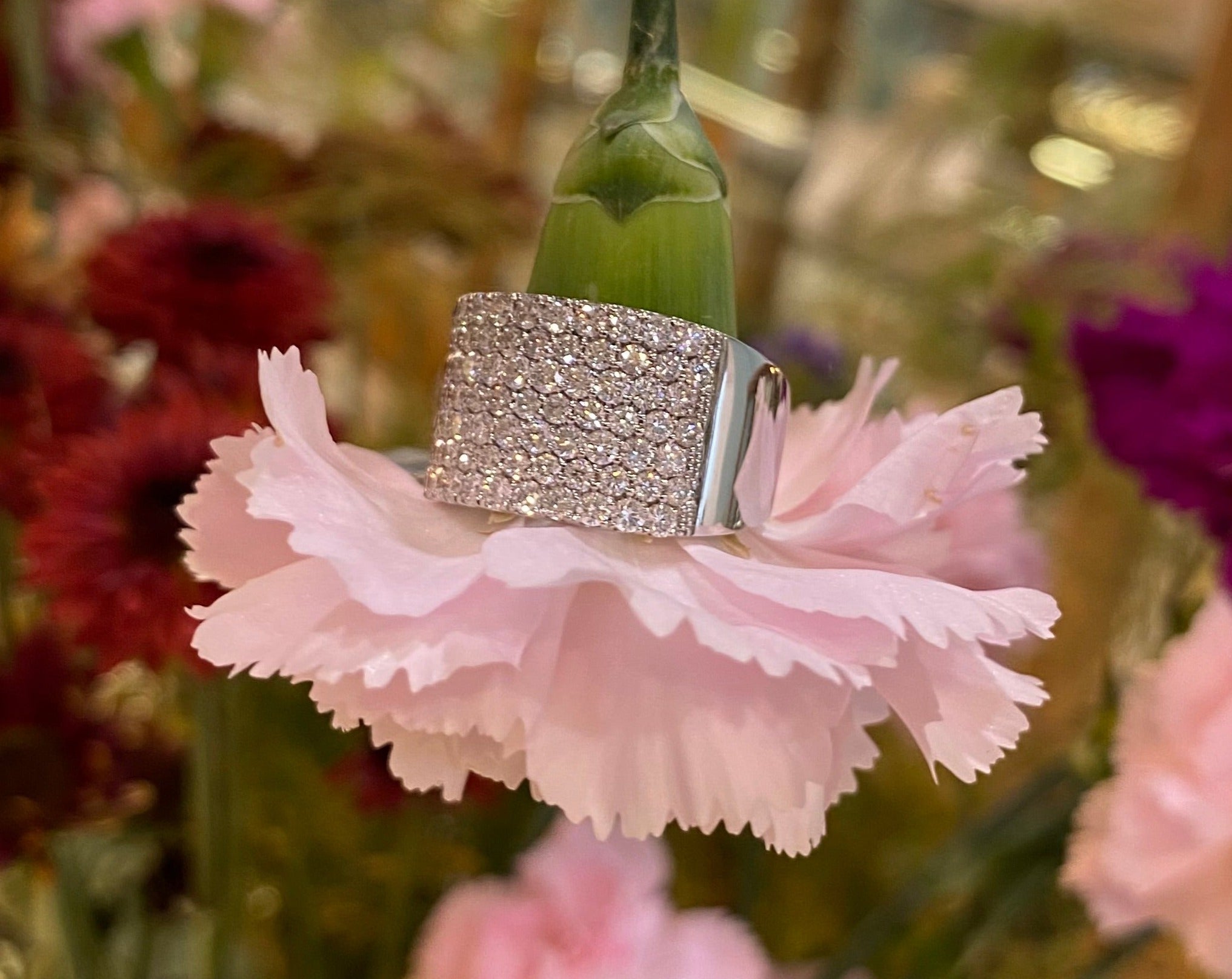 Pavé Diamond 18K Wide Band Ring