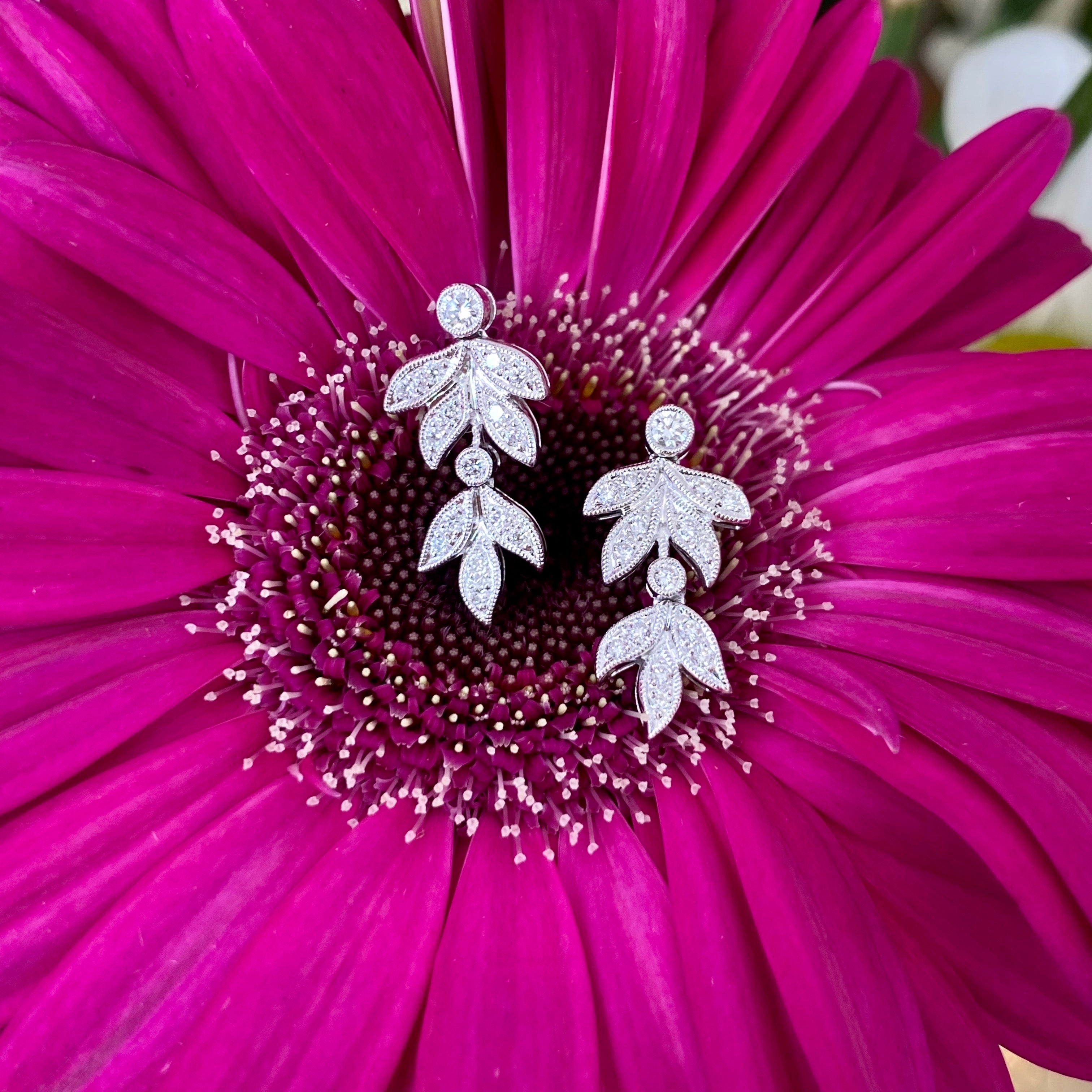 Garden Shade Diamond Leaf Earrings