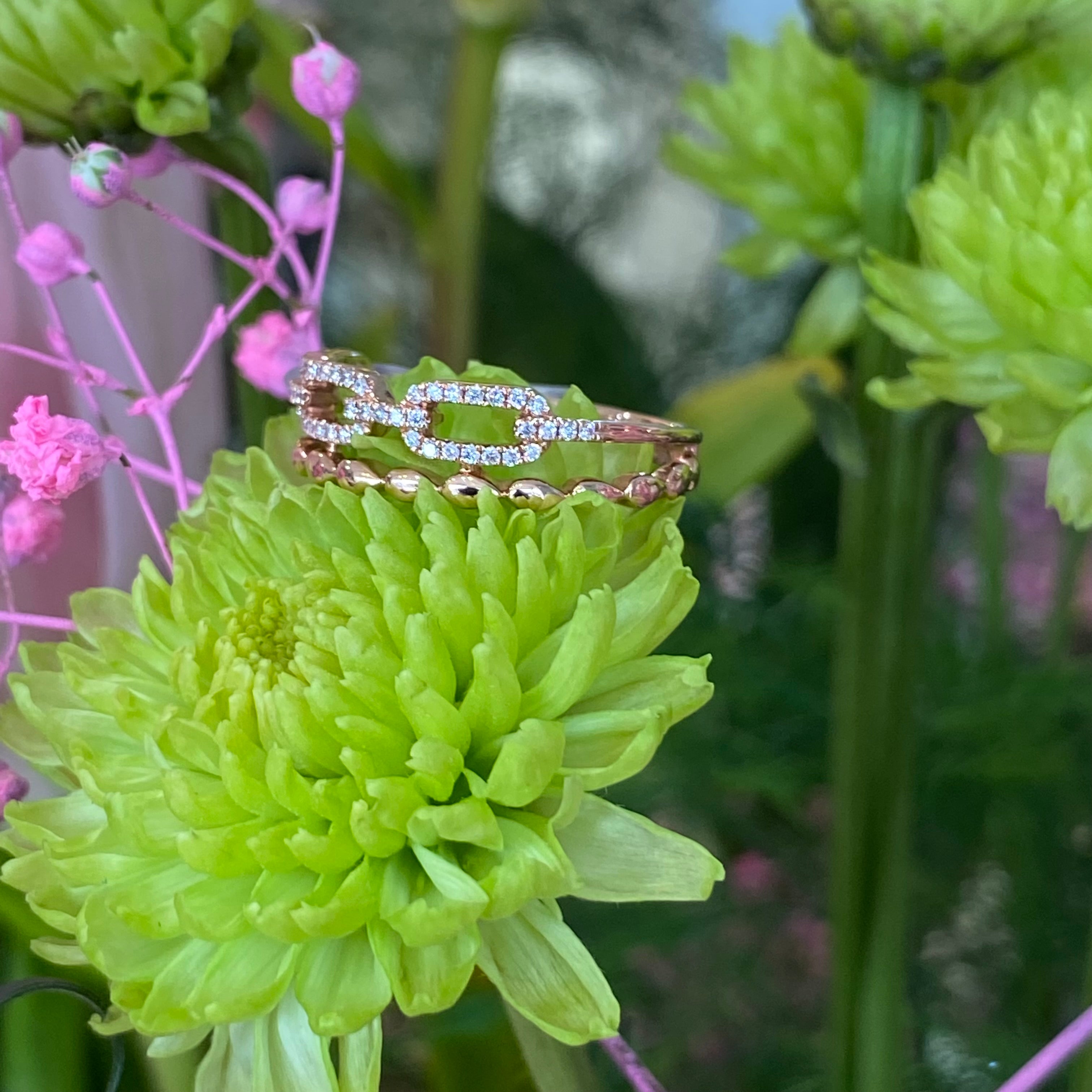 Rose Gold Diamond Stacked Ring