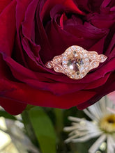 Load image into Gallery viewer, Vintage Inspired Oval Morganite Halo Ring
