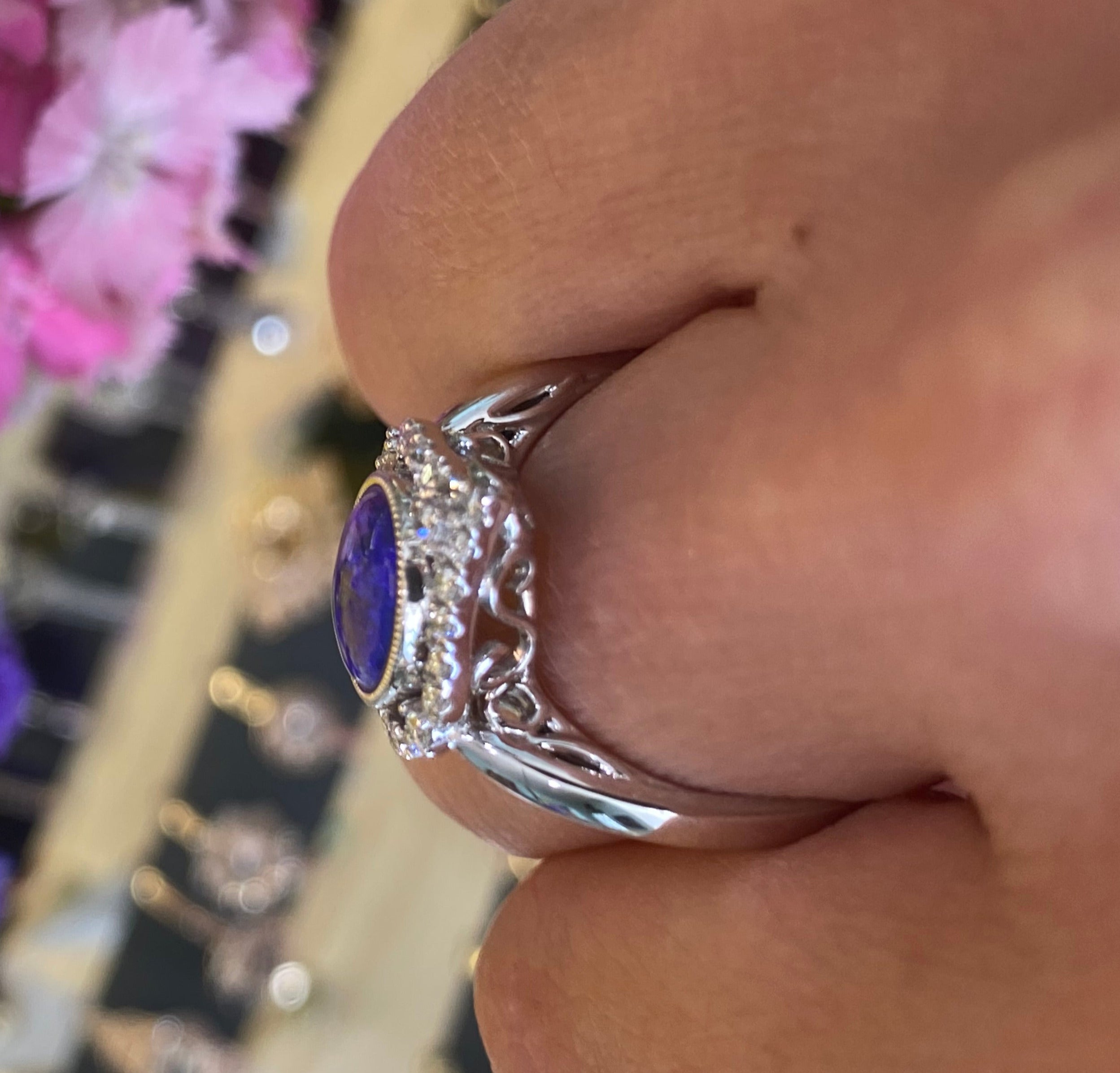 Purple Opal Vintage Inspired Halo Ring