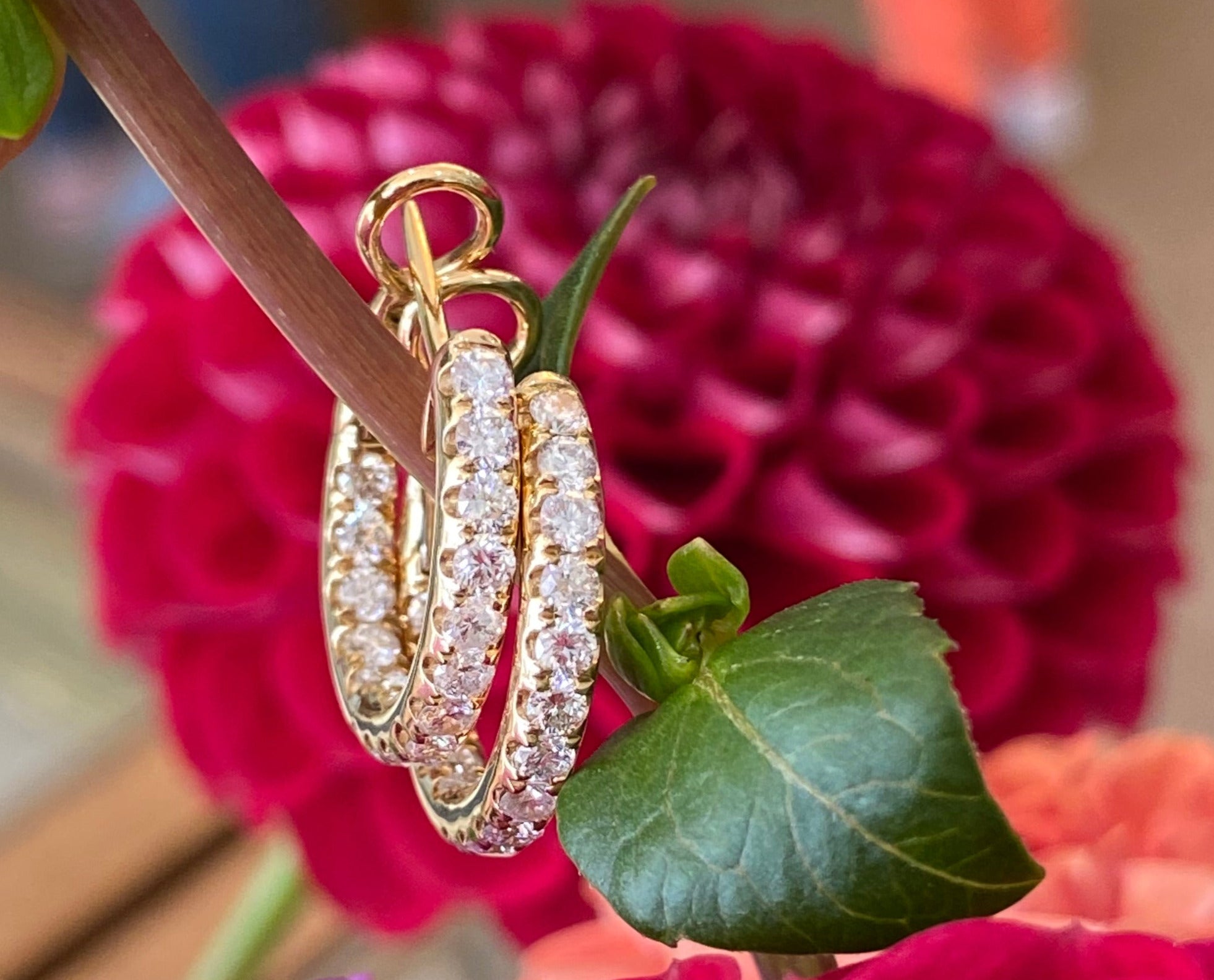 Yellow Gold & Diamond Hoop Earrings