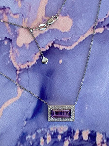 Amethyst & Diamond Frame Necklace