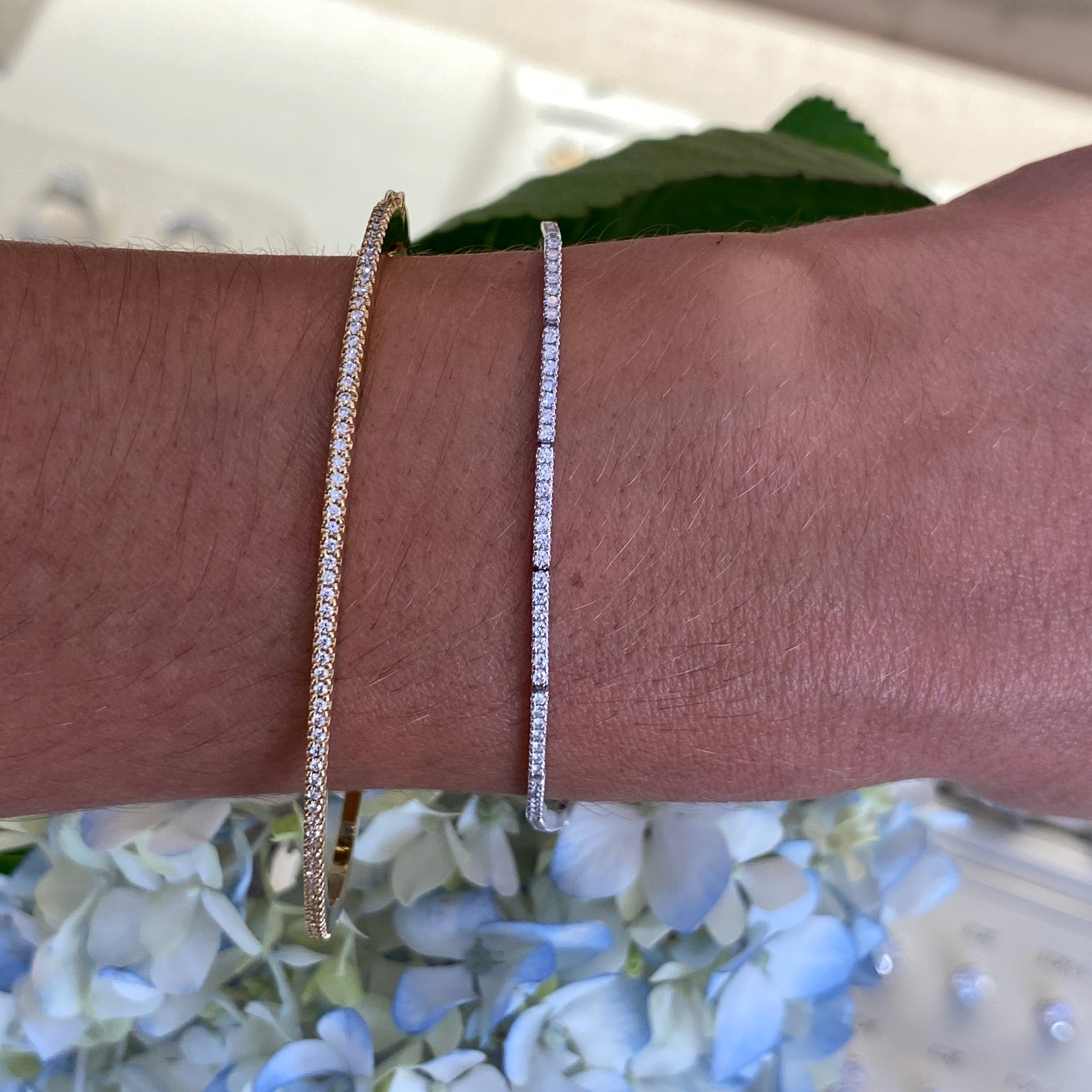 Oval Hinged Diamond Eternity Bangle Bracelet