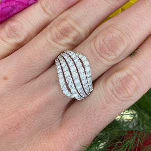 Diamond Seashell 18K White Gold Ring