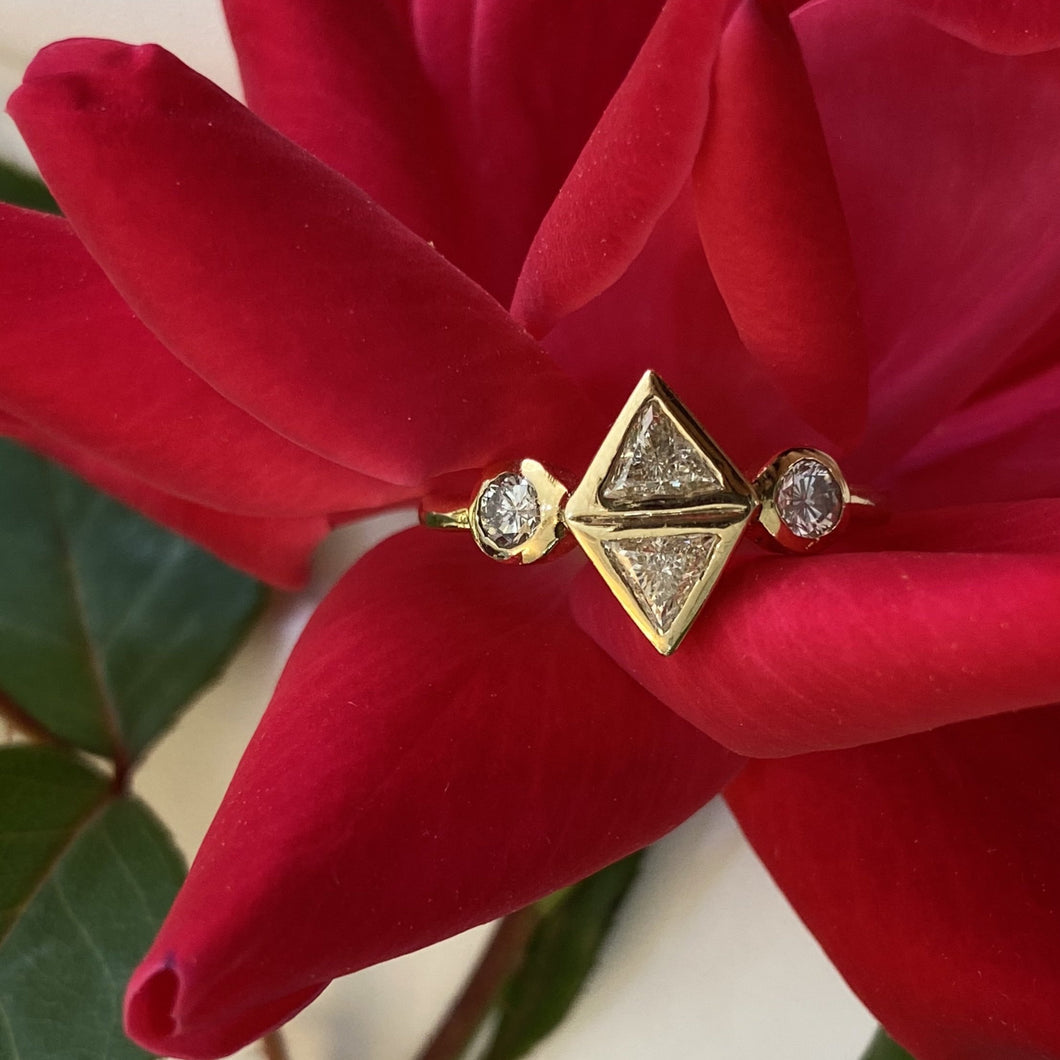 One-of-a-kind Geometric Diamond Ring