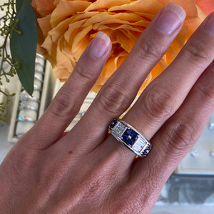 Sapphire & Diamond Band Style Ring