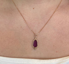 Load image into Gallery viewer, Amethyst Rose Gold Shield Necklace
