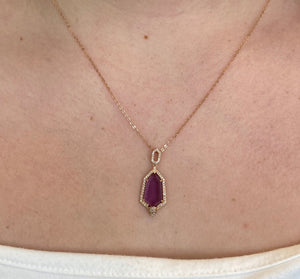 Amethyst Rose Gold Shield Necklace