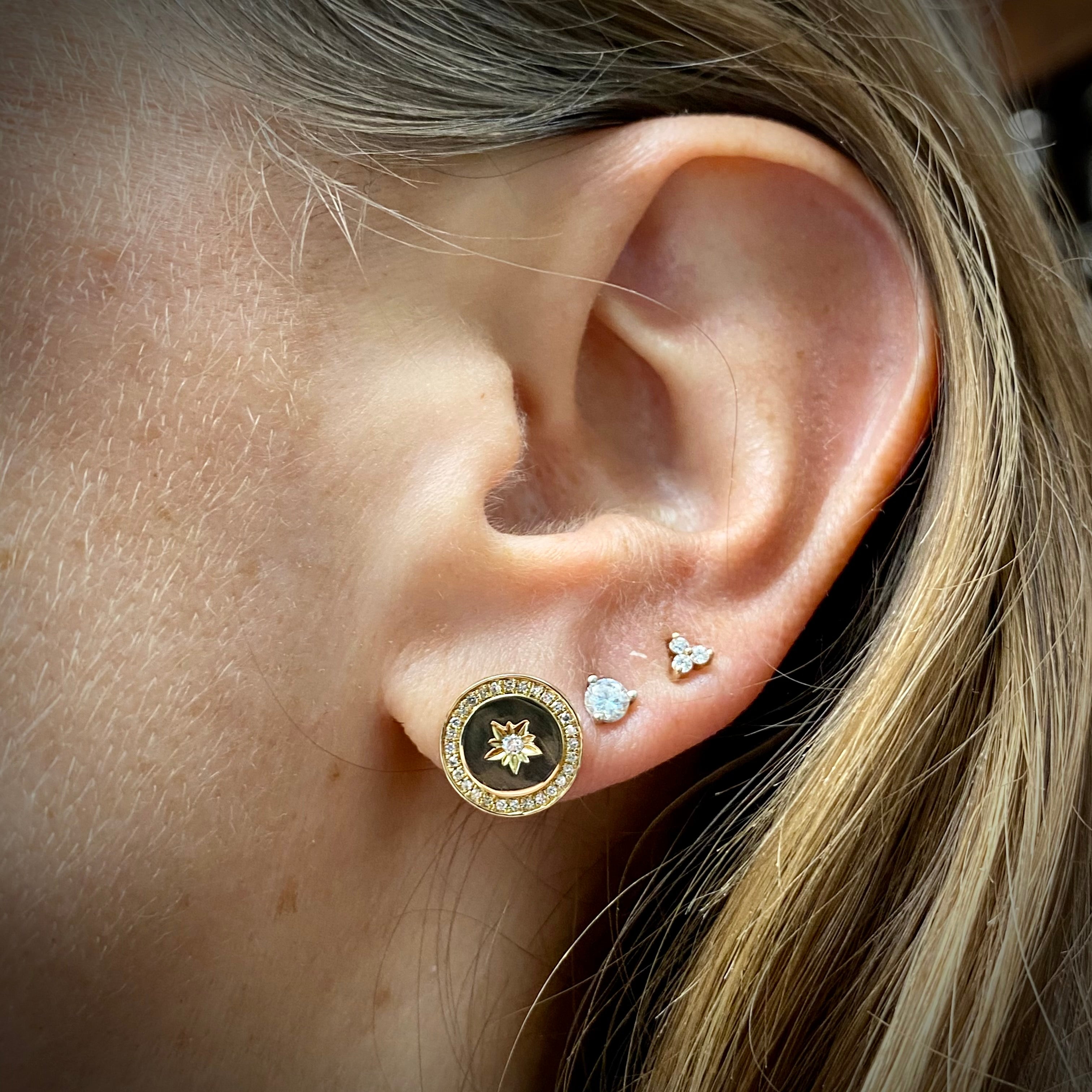 Gold & Diamond Starburst Disk Studs