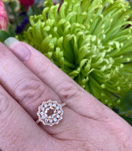 Load image into Gallery viewer, Rose Gold Round Cut Morganite And Ruffle Halo Ring
