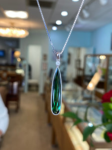 Green Tourmaline and Diamond Necklace