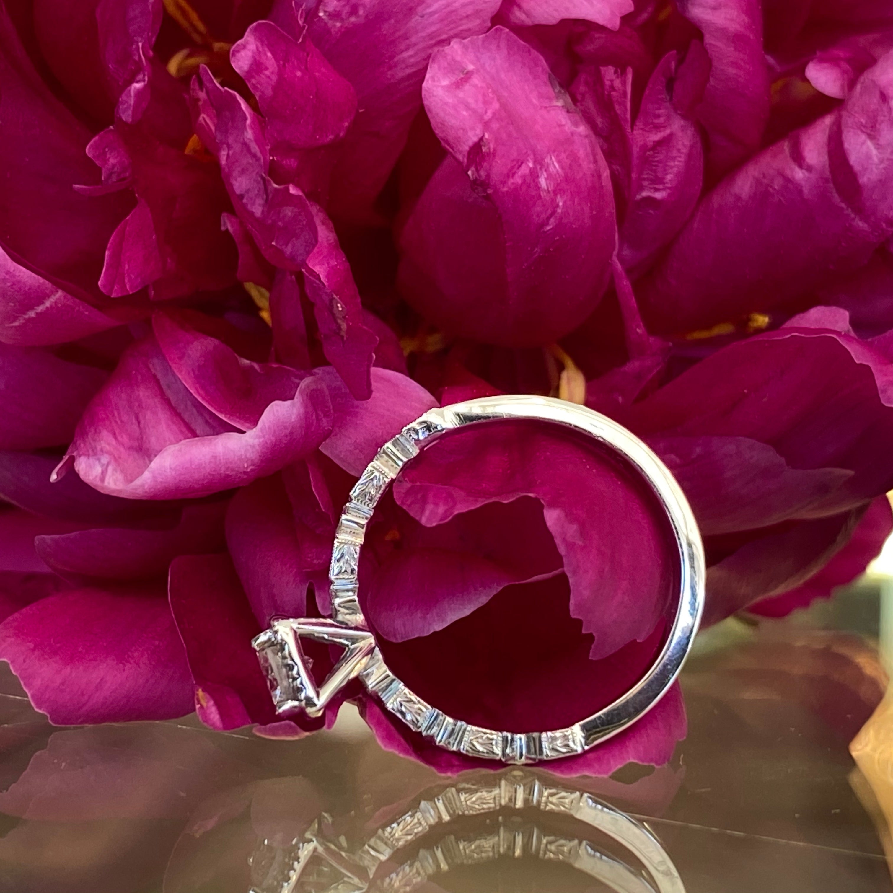 Unique Round Cushion Sahped Halo Engagement Ring