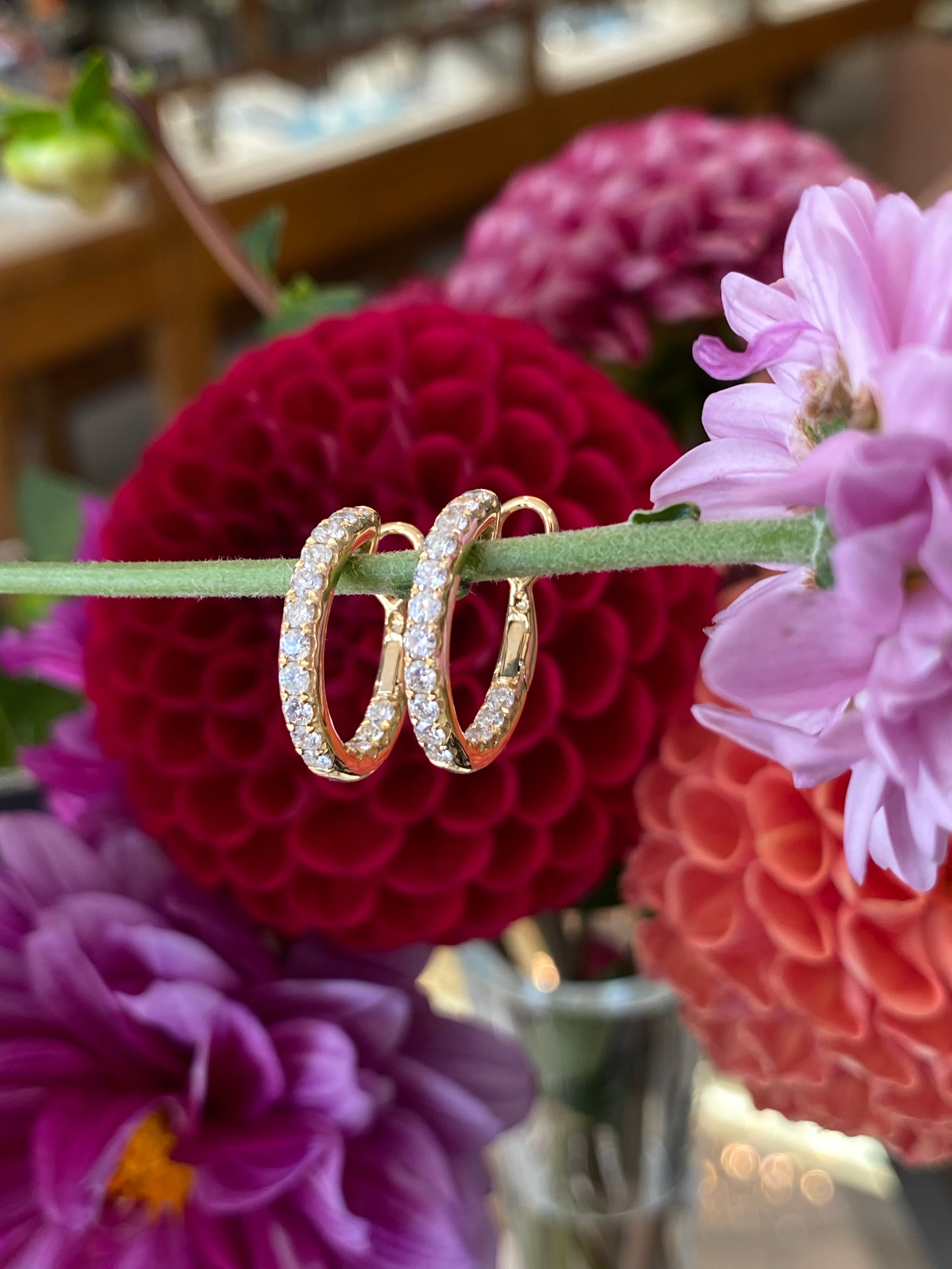 Yellow Gold & Diamond Hoop Earrings