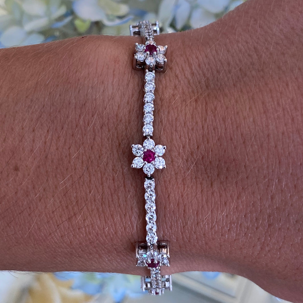 Ruby & Diamond Tennis Bracelet