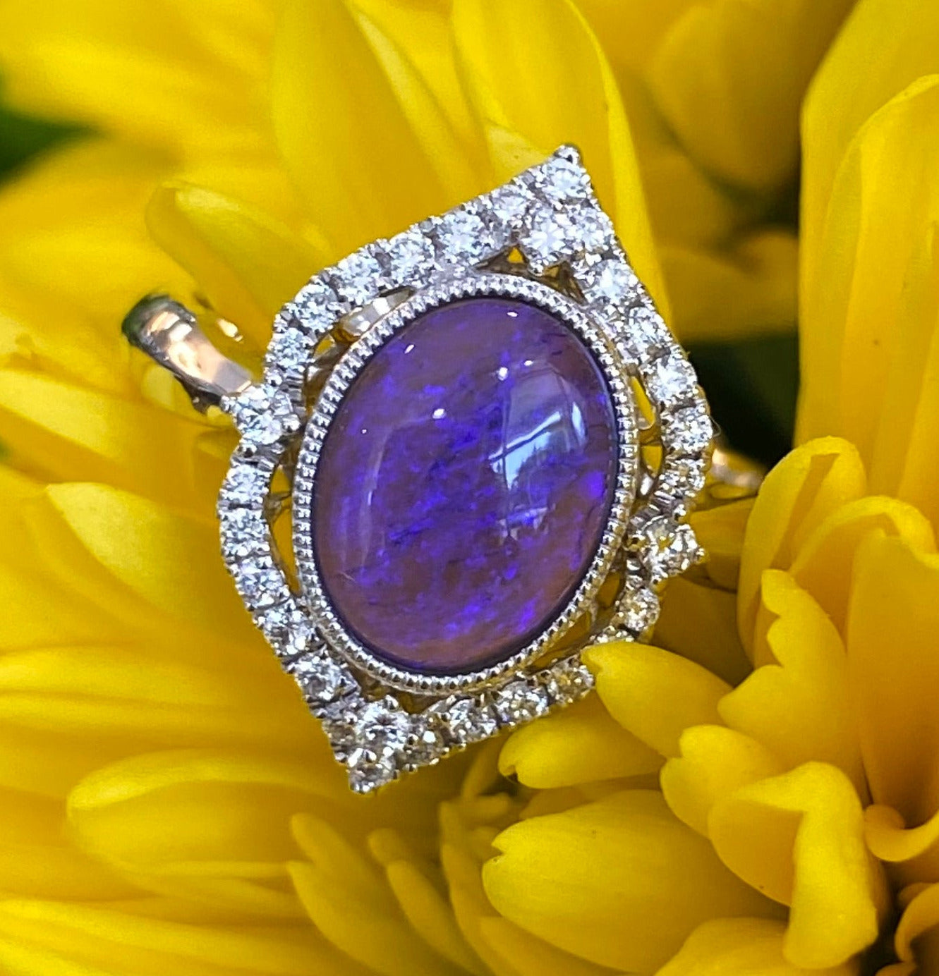 Purple Opal Vintage Inspired Halo Ring