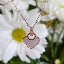 Load image into Gallery viewer, Charming Rose Gold, Mother of Pearl &amp; Diamond Necklace
