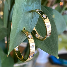 Load image into Gallery viewer, Bold Gold &amp; Diamond Loved Hoops
