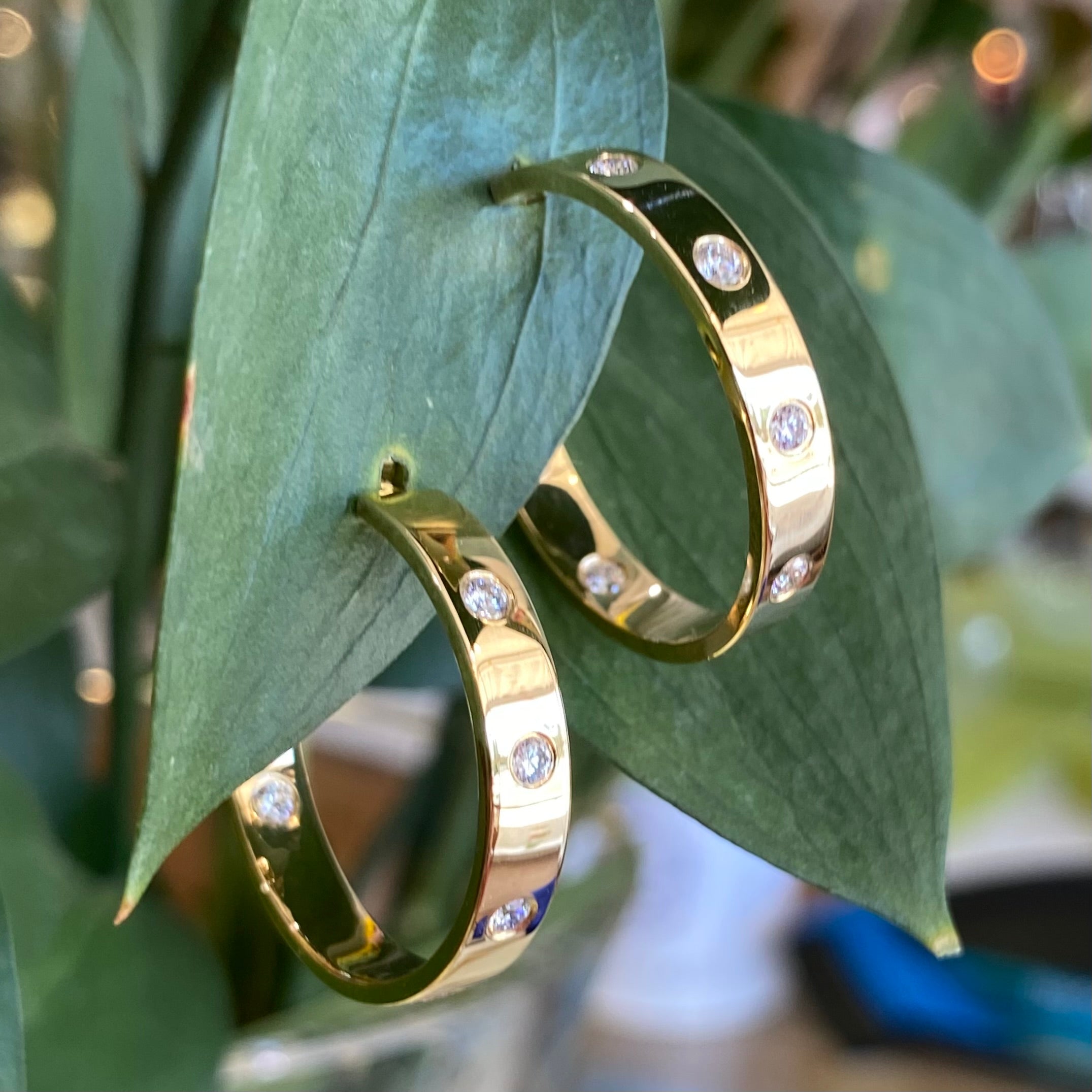 Bold Gold & Diamond Loved Hoops