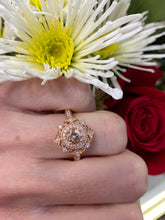 Load image into Gallery viewer, Vintage Inspired Lace Rose Gold, Morganite &amp; Diamond Ring
