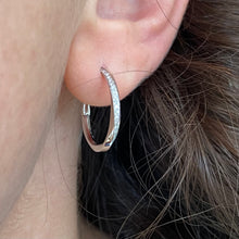 Load image into Gallery viewer, Möbius Diamond Hoop Earrings in White Gold

