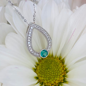 Emerald and Diamond Pear Shaped Necklace