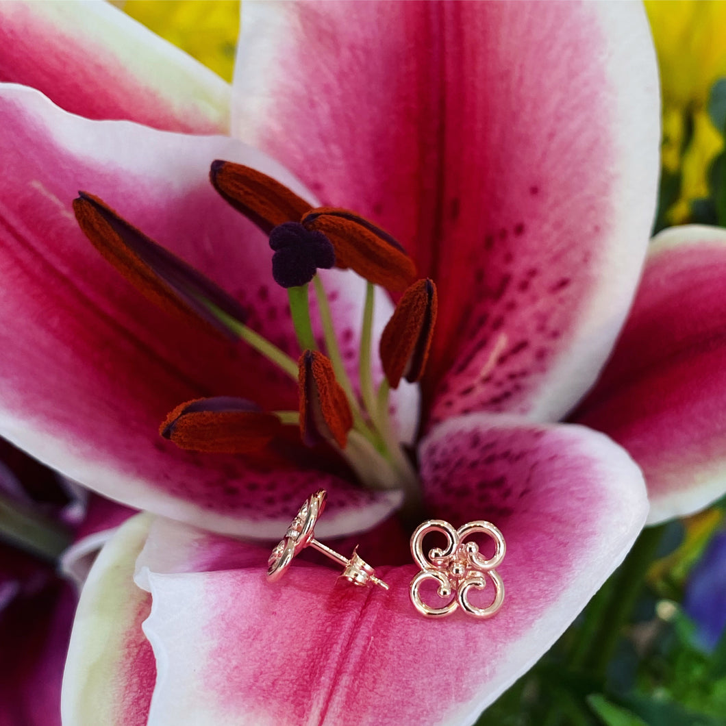 Rose Gold Floral Earrings