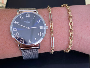 Midnight Blue Dial Silver Mesh Bracelet Watch
