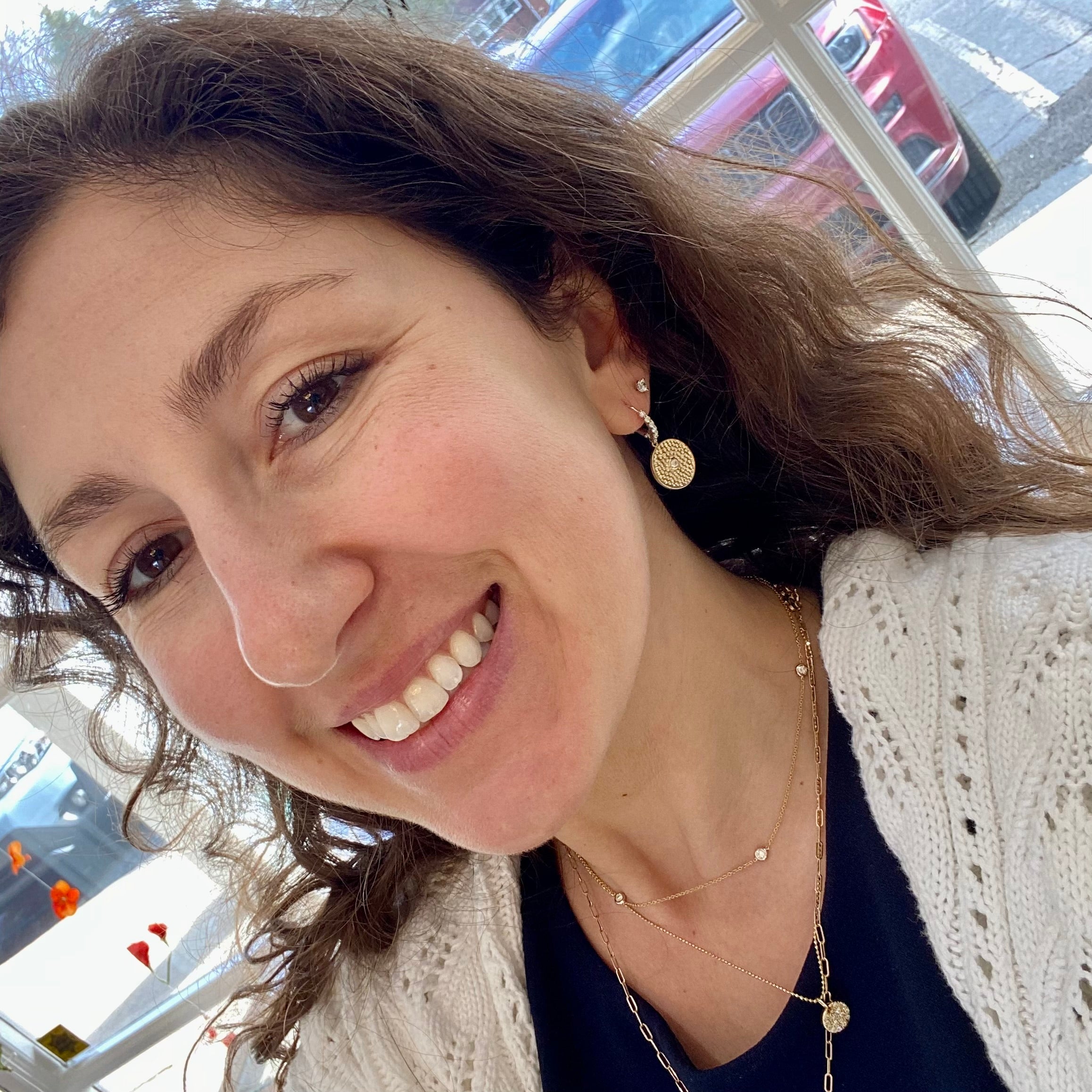 Yellow and White Gold Diamond Disk Earrings