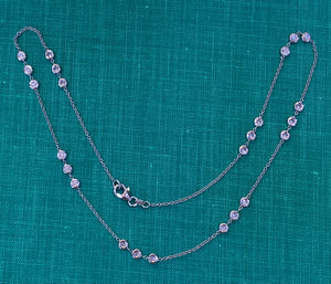 Three Stone 18K White Gold Diamonds By The Yard Necklace