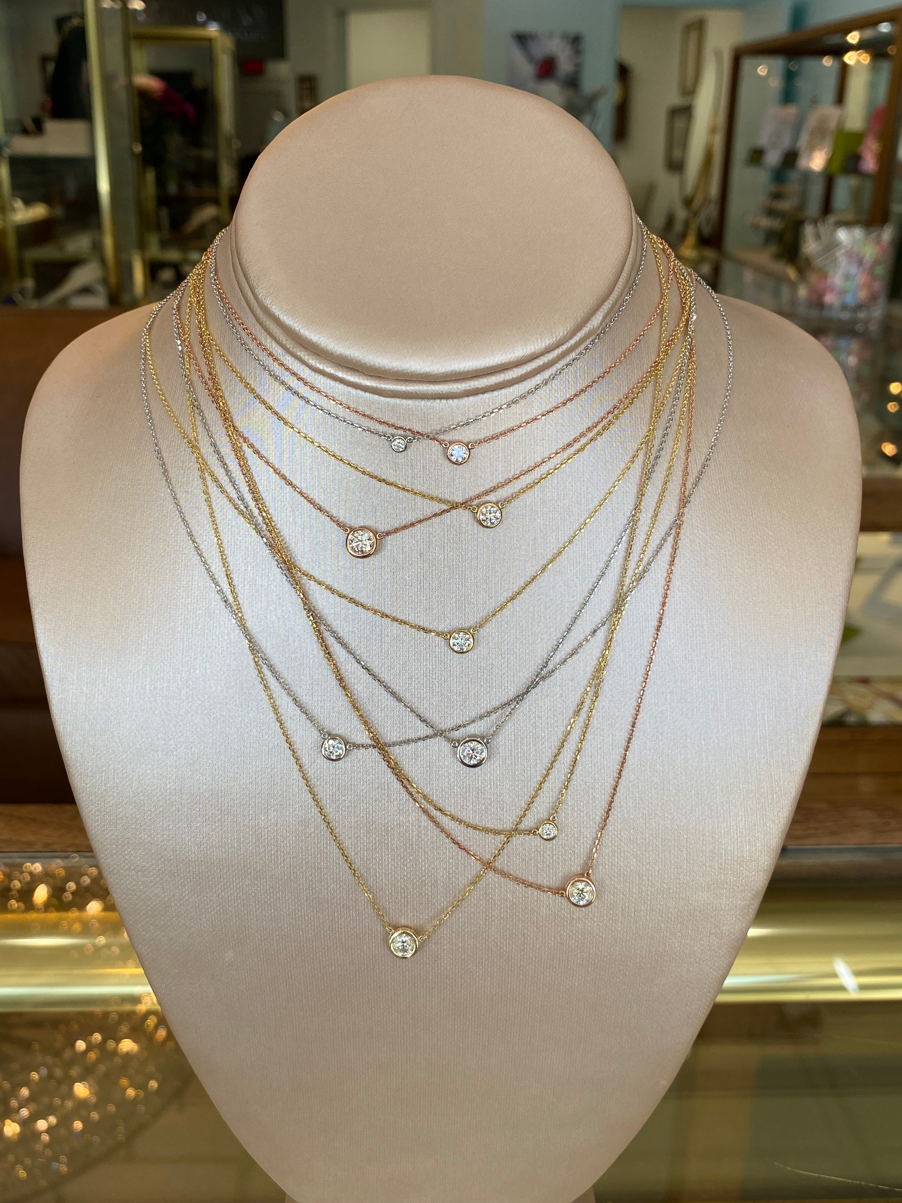 Everyday 0.24 Ct. Round Diamond Bezel Necklace in White Gold