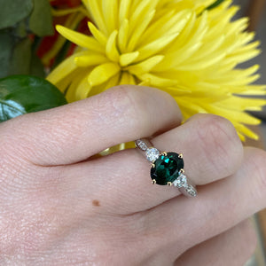Oval Green Tourmaline & Diamond Ring