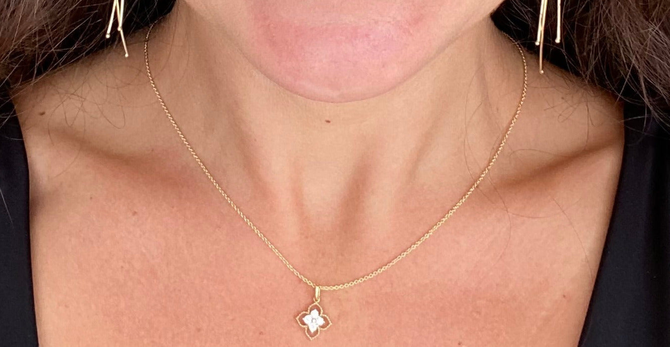 Double Flower Diamond Inset Necklace