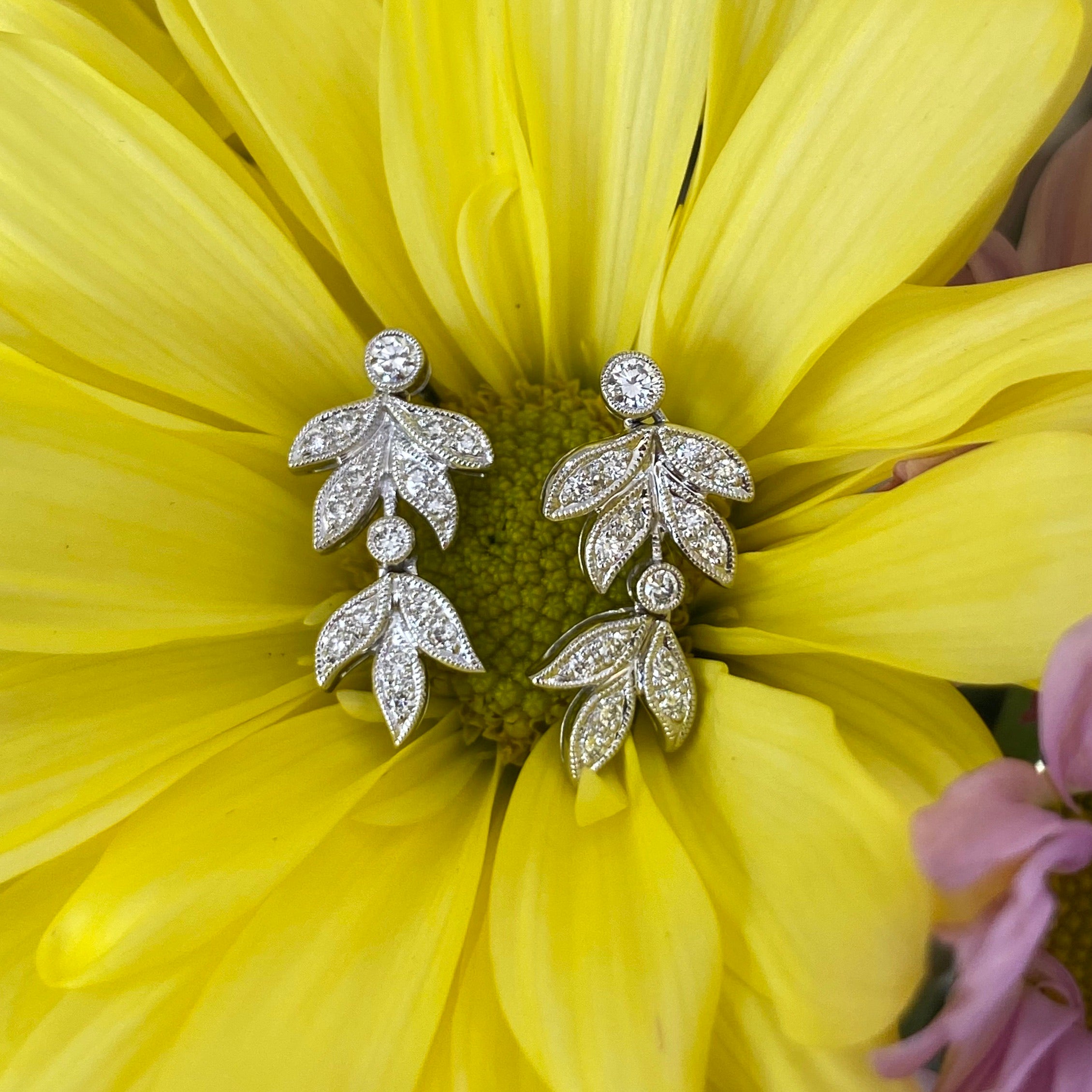 Garden Shade Diamond Leaf Earrings