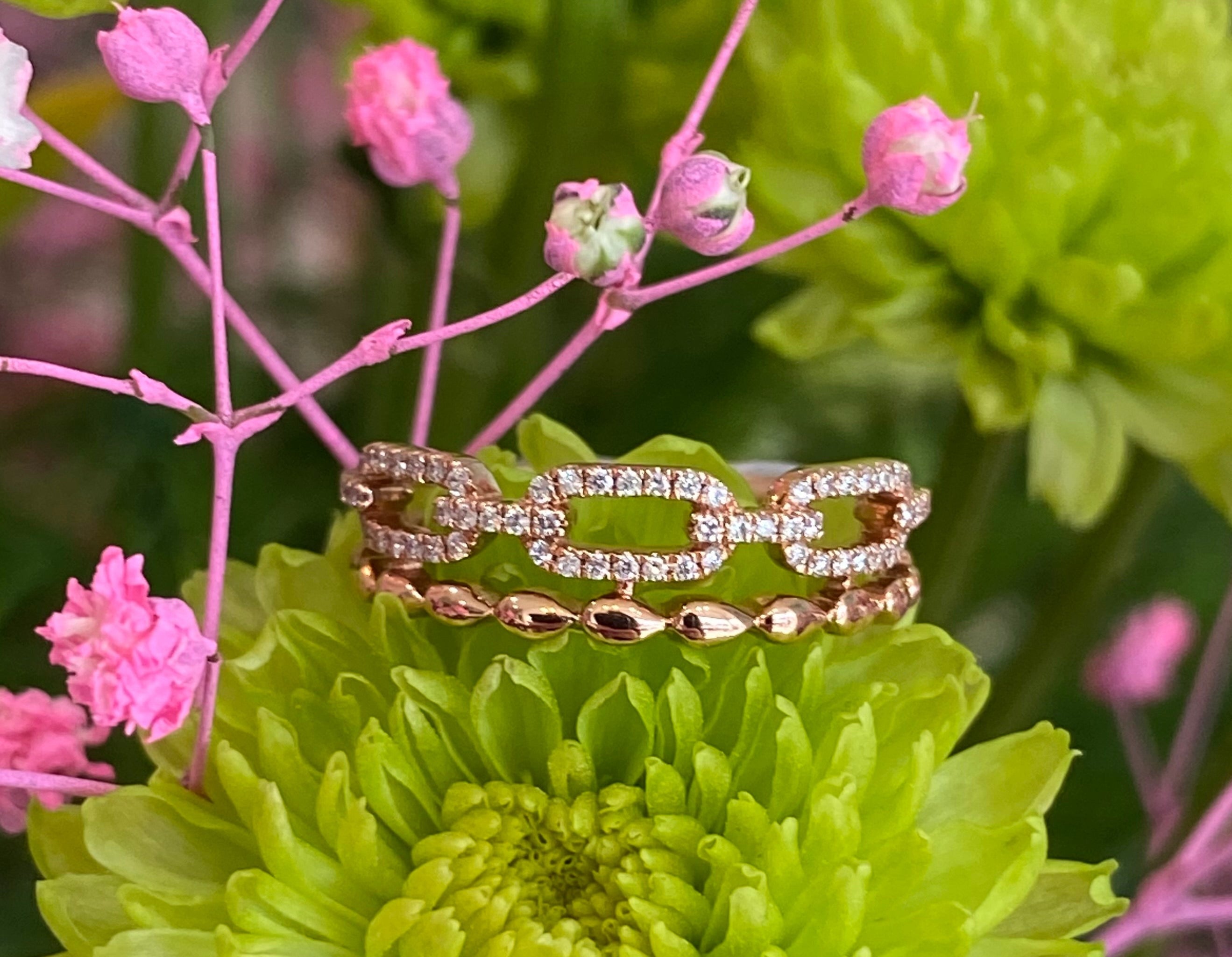 Rose Gold Diamond Stacked Ring