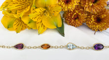 Load image into Gallery viewer, Garnet, Citrine, Aquamarine and Amethyst 18k Yellow Gold Bracelet
