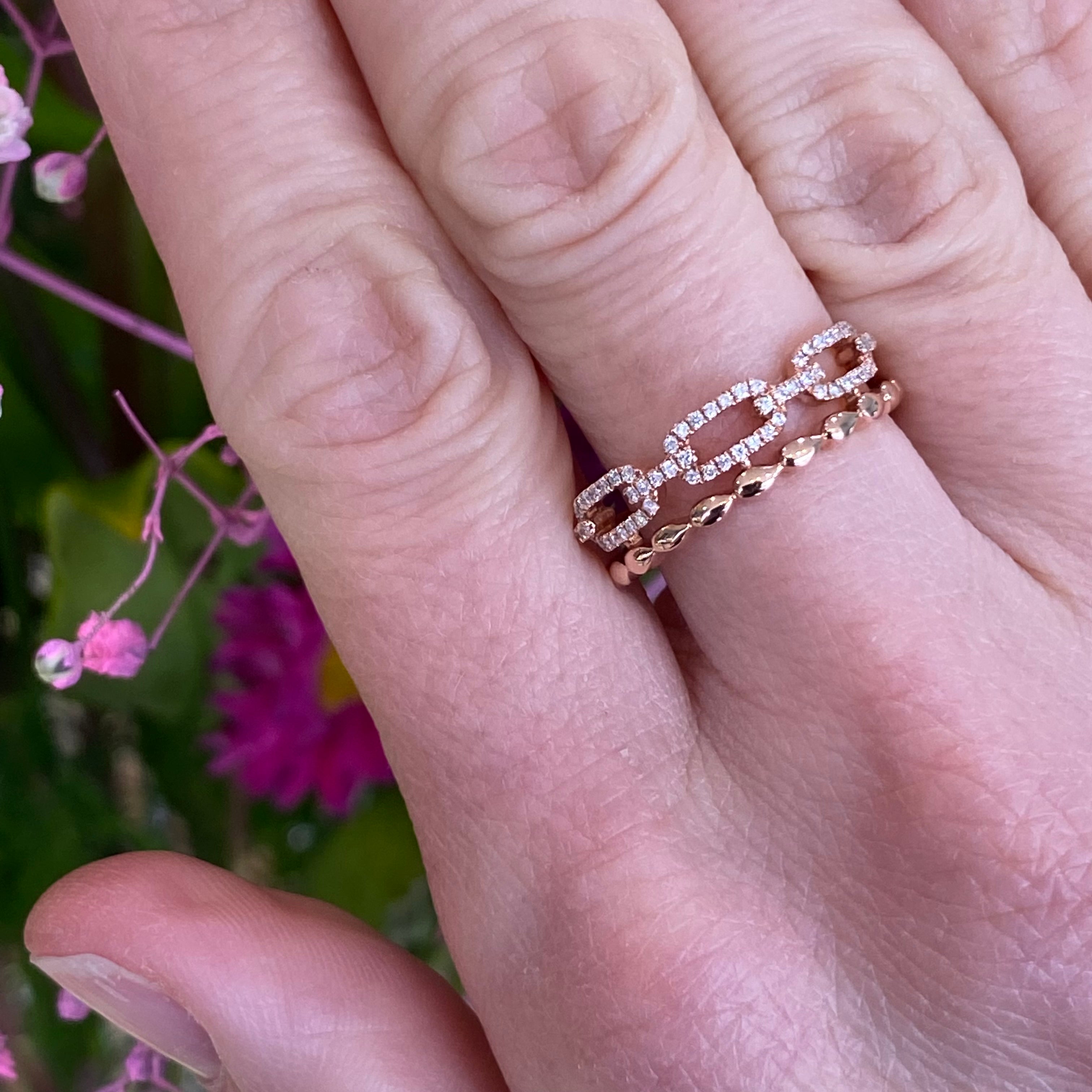 Rose Gold Diamond Stacked Ring