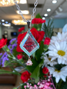 Aquamarine & Pink Sapphire Necklace