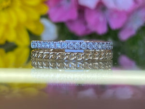 Yellow Gold and Diamond Double Band Ring