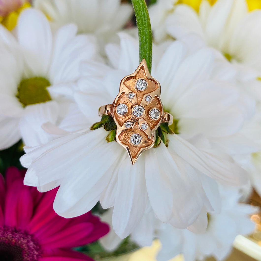 Rose Gold and Diamond Vintage Inspired Ring