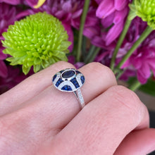 Load image into Gallery viewer, Oval Sapphire &amp; Diamond Vintage Ring
