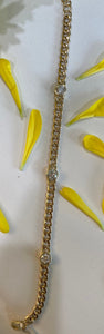 Three Diamond Curb Link Bracelet