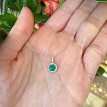 Load image into Gallery viewer, Round Emerald &amp; Halo Diamond Pendant
