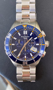 Blue Dial Silver Bracelet Diver's Watch