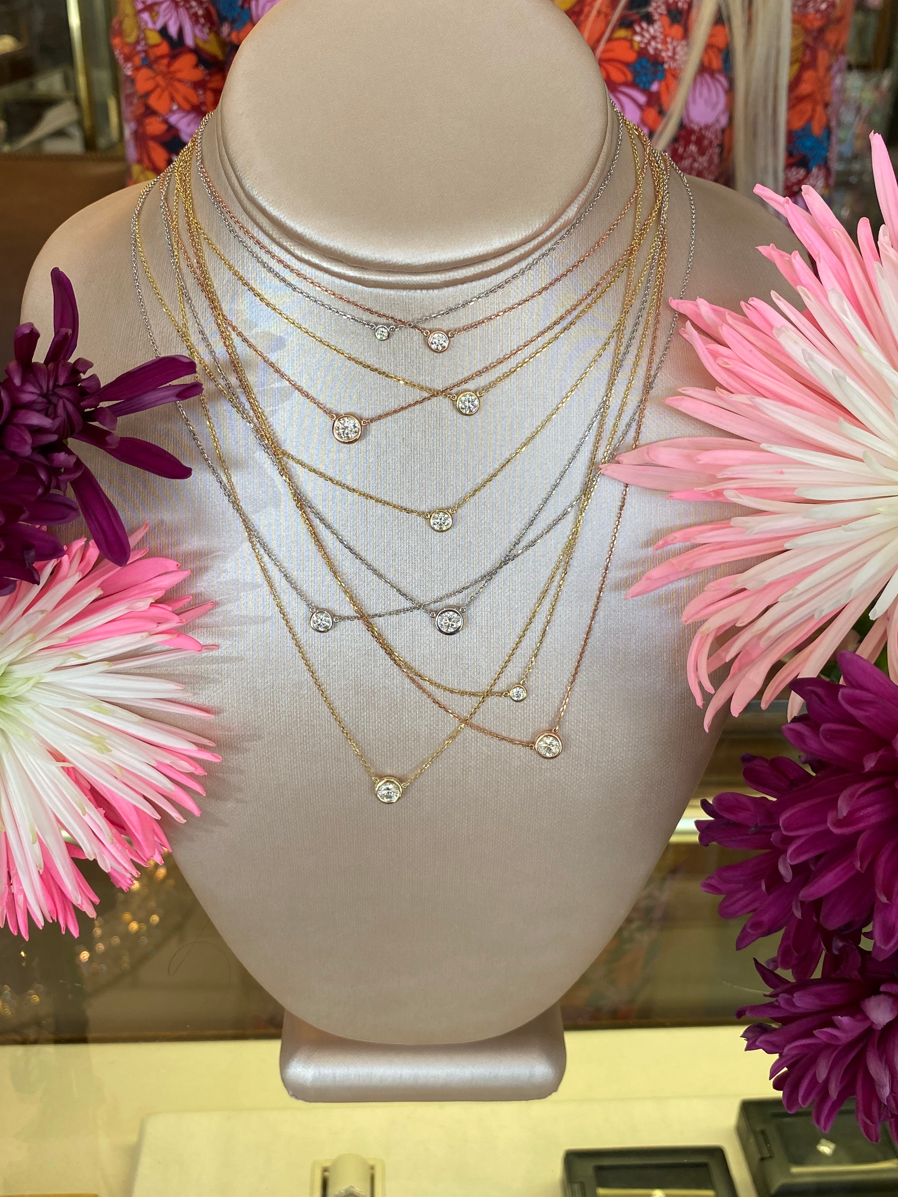 Everyday 0.40 Ct. Diamond Bezel Necklace in Yellow Gold