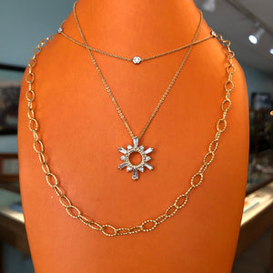Diamond Sun Pendant and Chain